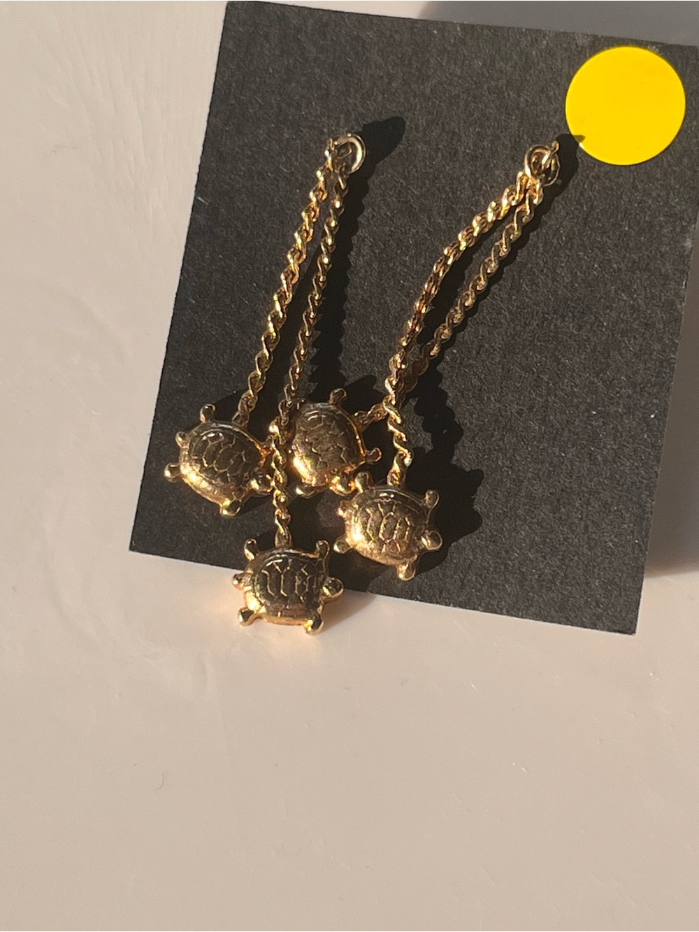 Gold Turtle Dangle Earrings